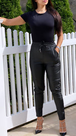 faux leather black pants for women